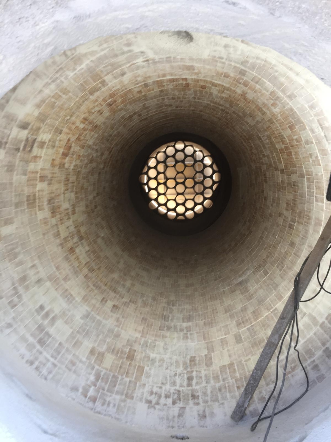 Installation team working inside rotary kiln